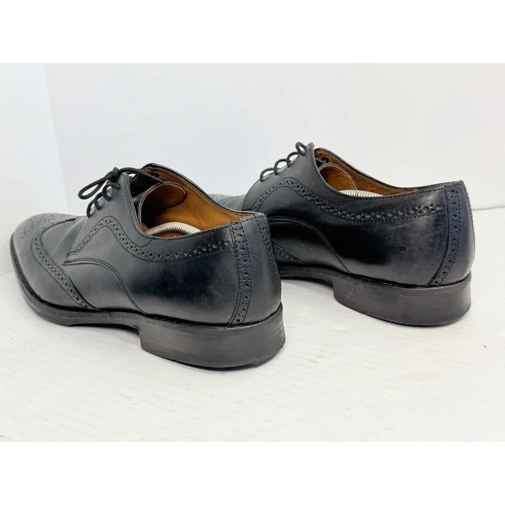 Johnston & Murphy Men's Oxford Leather Wingtip Sheepskin Shoes Sz 13M Black